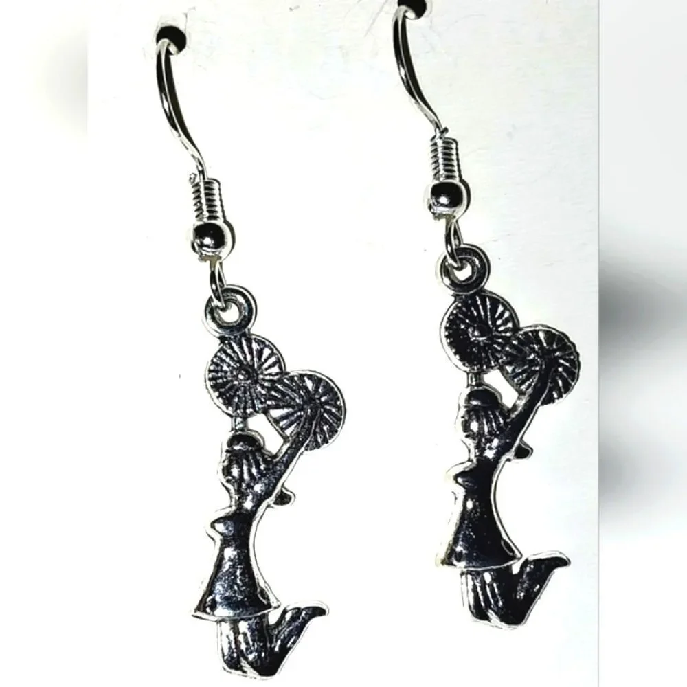 Hand crafted antique cheerleader earrings